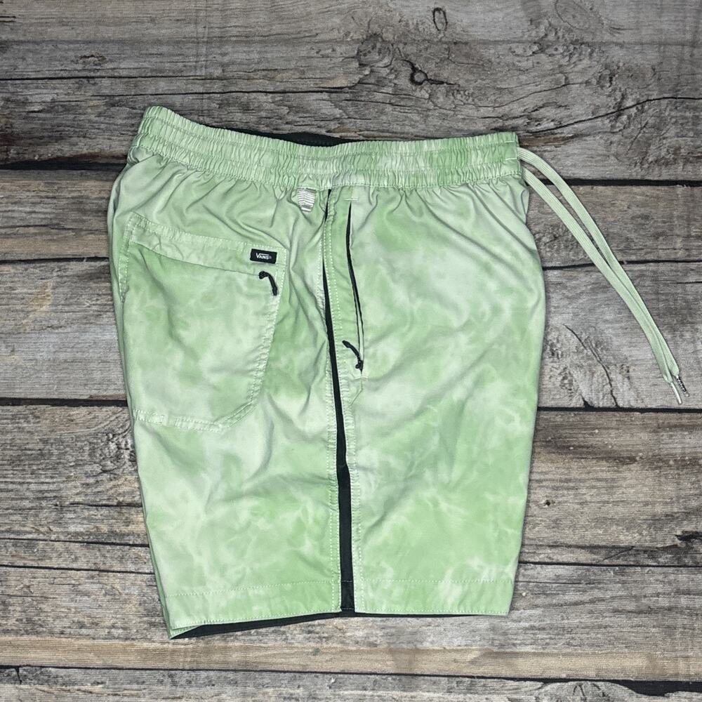 Vans Shorts Mens Small Green Tie Dye Voyage Volley Model Swim Hybrid Quick Dry